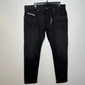 New Diesel Thommer Slim Fit Black Denim Jeans Mens size 36 x 30